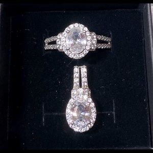 White Sapphire Ring with matching Pendant